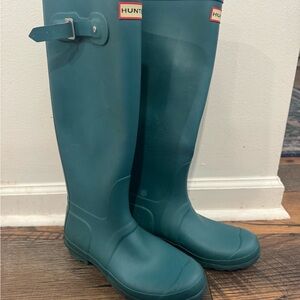Hunter Teal Knee-High Boots